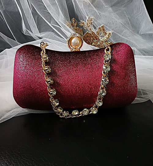 Burgundy Velvet Evening Shoes with Clips & Matching Clutch