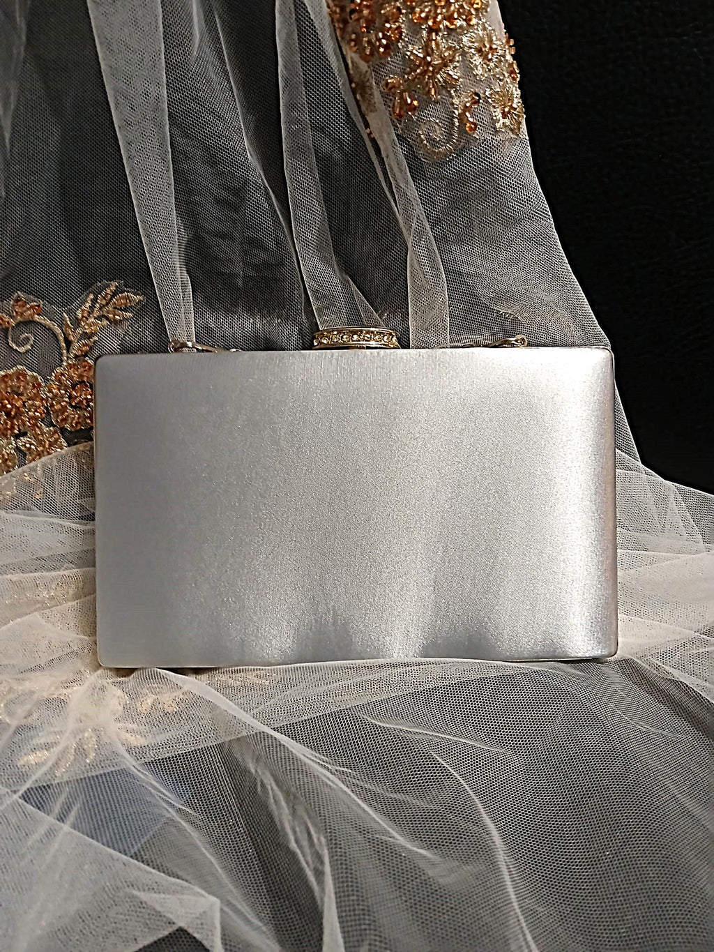 Silver Grey Silk Evening Clutch: Bridal Wedding Handbag