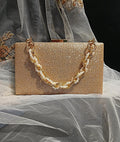 Champagne Glitter Evening Clutch: Bridal Wedding Handbag