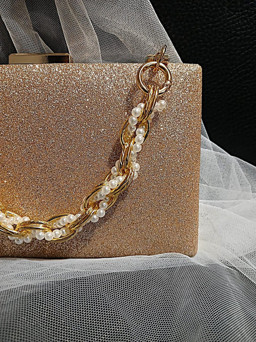 Champagne Glitter Evening Clutch: Bridal Wedding Handbag