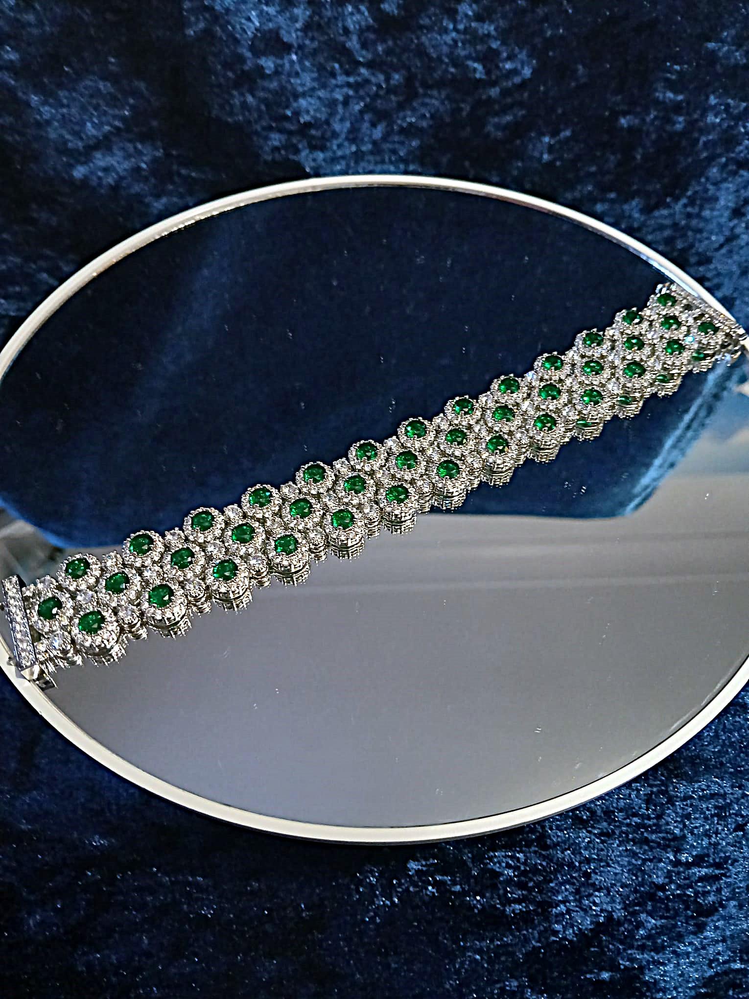 Emerald Green Zirconia Crystal Bracelet: Silver Plated Copper