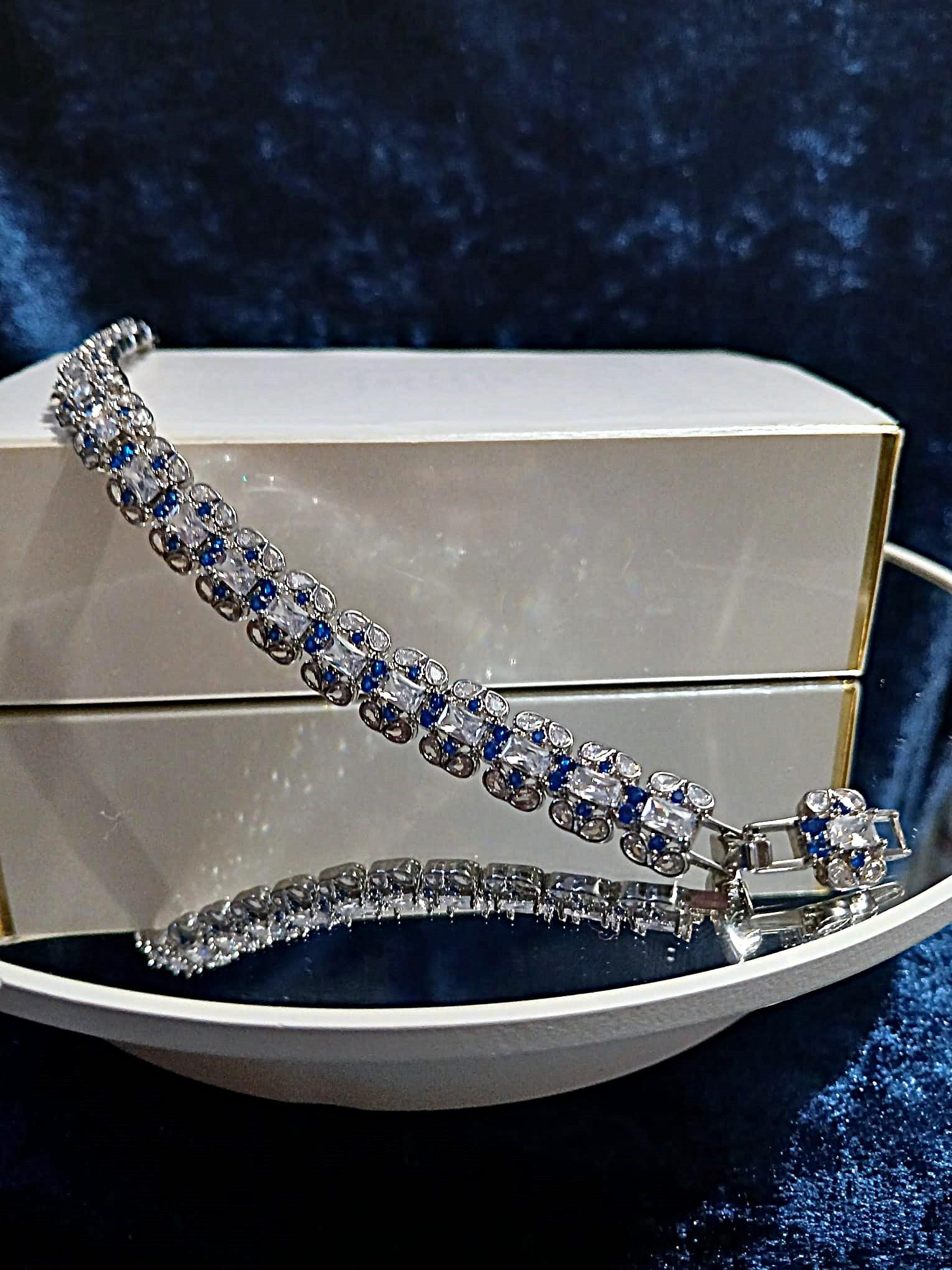 Royal Blue Zirconia Bracelet: Sapphire Gemstone Gift