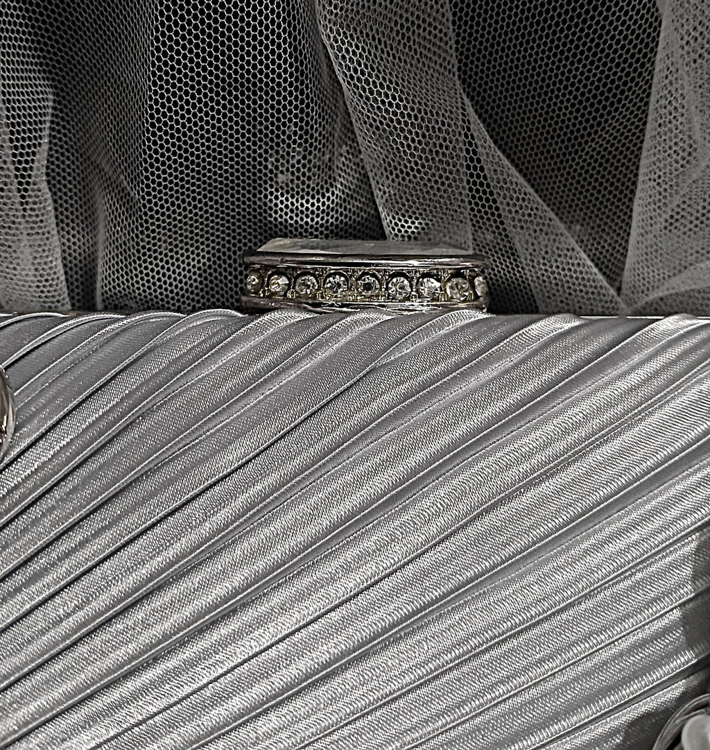 Silver Grey Silk Evening Clutch: Bridal Wedding Handbag
