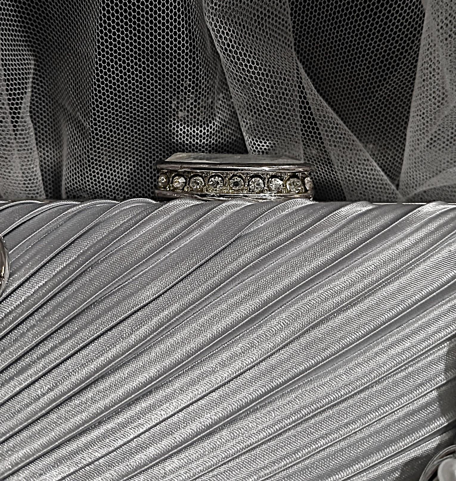 Silver Grey Silk Evening Clutch: Bridal Wedding Handbag