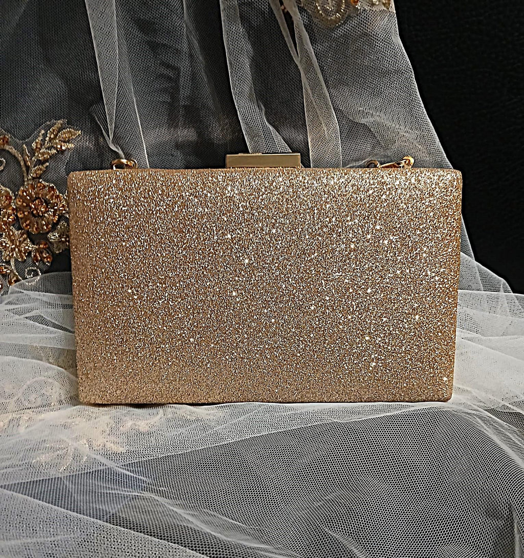 Champagne Glitter Evening Clutch: Bridal Wedding Handbag
