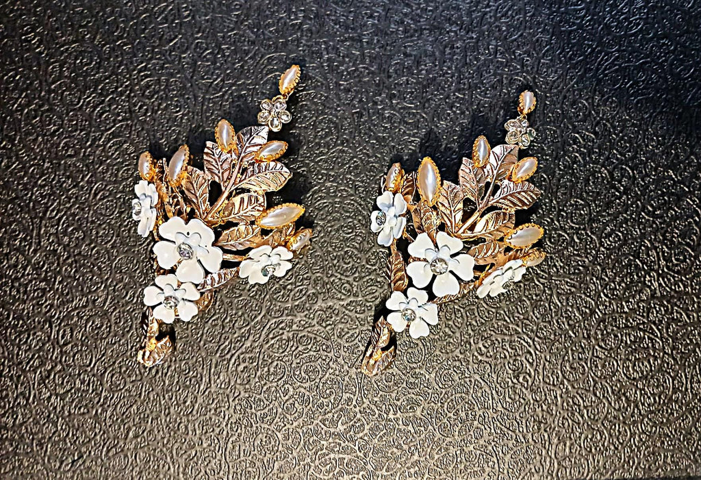 Gold Floral Wedding Shoe Clips: Elegant Bridal Heel Decoration