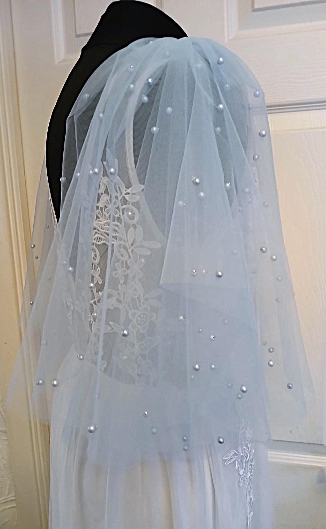 Sky Blue Pearl Detachable Sleeves: Bridal or Prom Wings