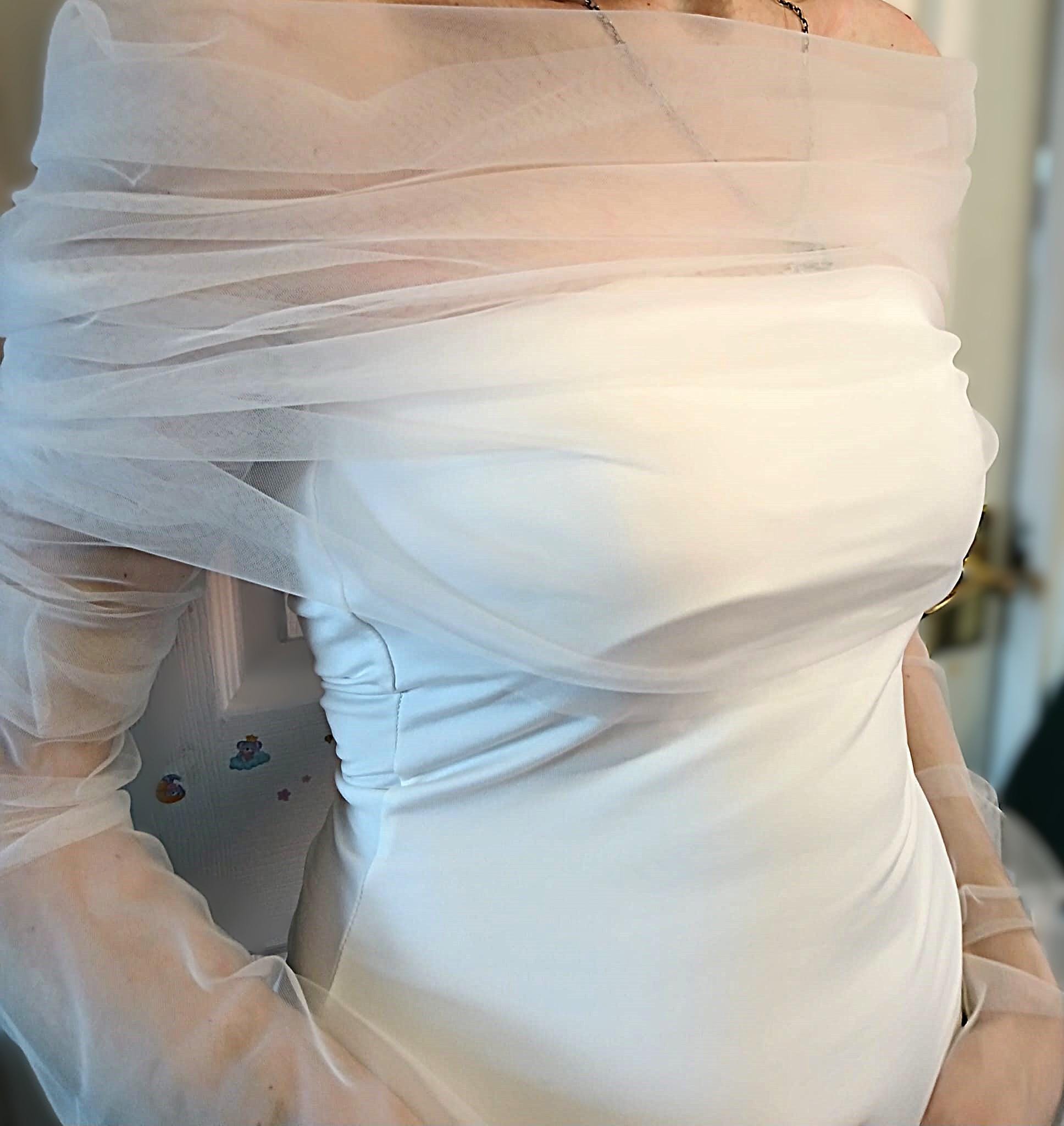 Tulle Wedding Bolero with Fingerless Gloves: Bridal Dress Topper