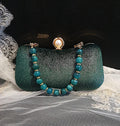 Emerald Green Velvet Clutch Bag: Gold Hardware Evening Handbag
