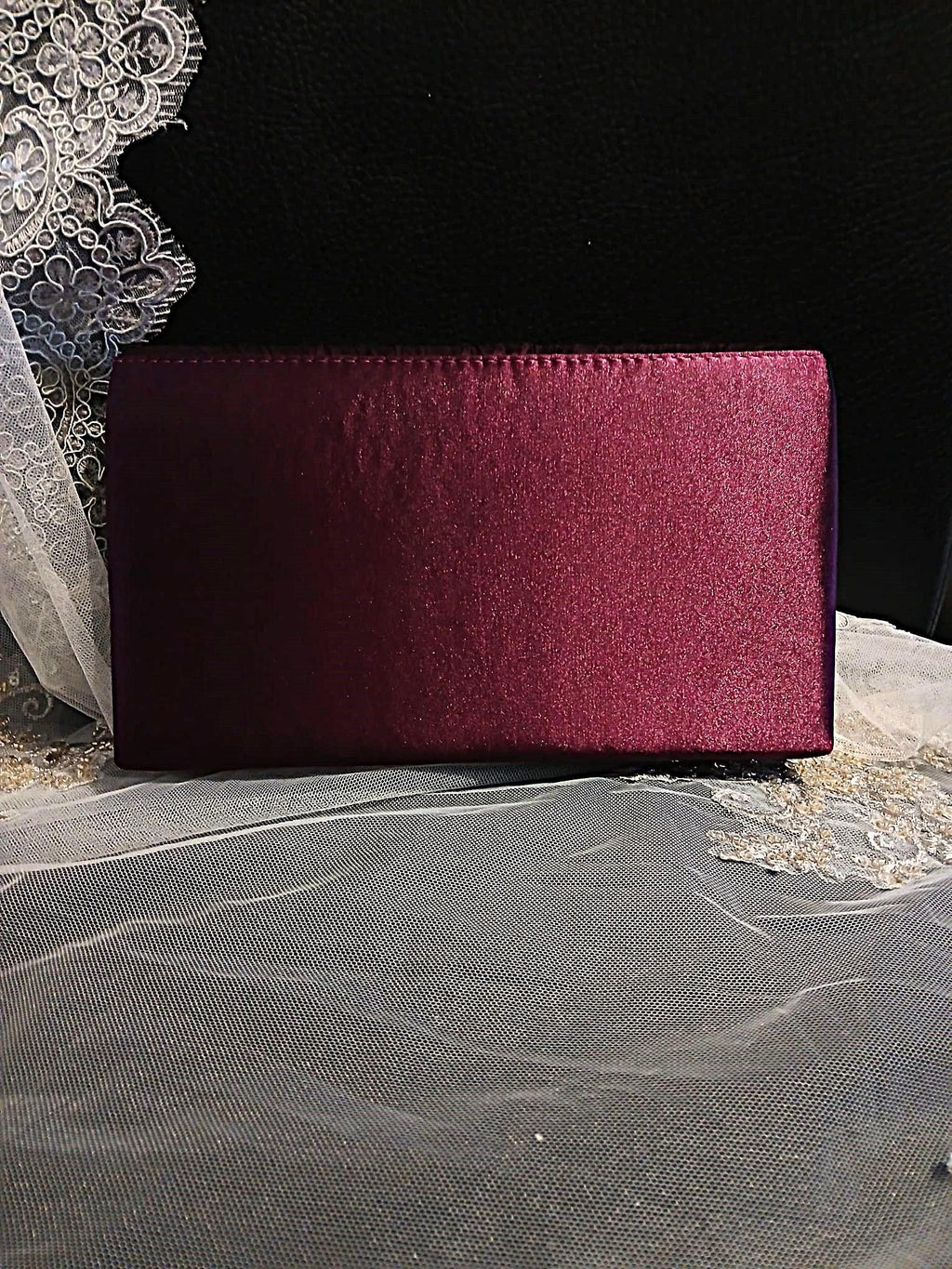 Dark Purple Satin Evening Clutch Bag: Formal Bridal Handbag