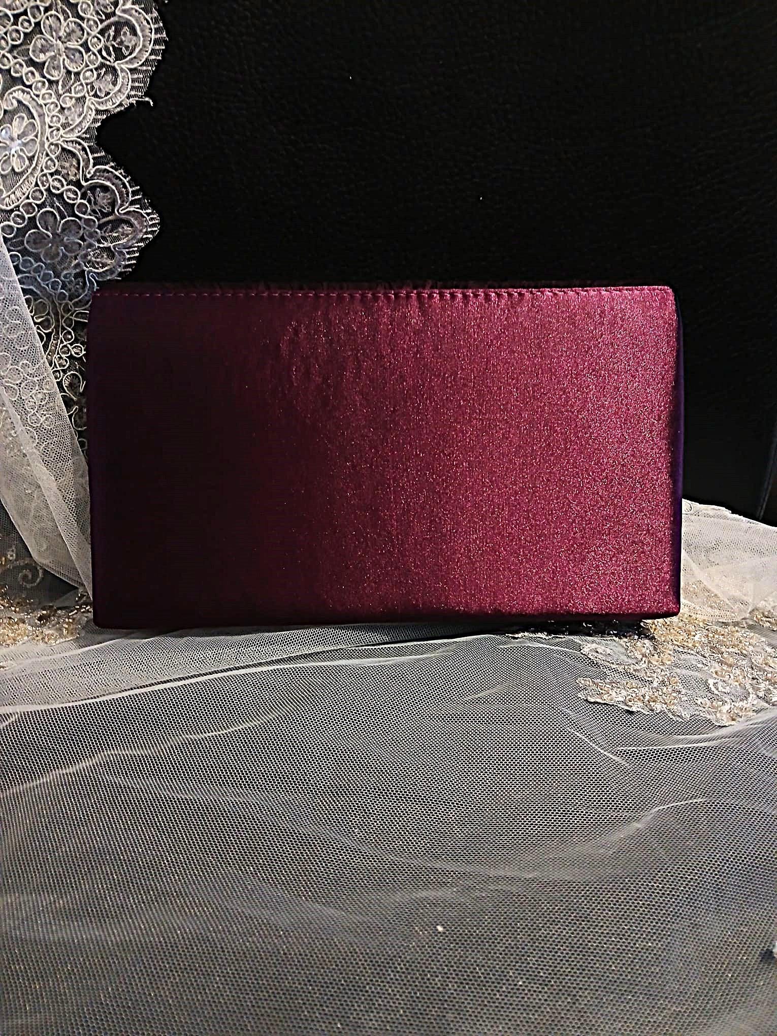 Dark Purple Satin Evening Clutch Bag: Formal Bridal Handbag