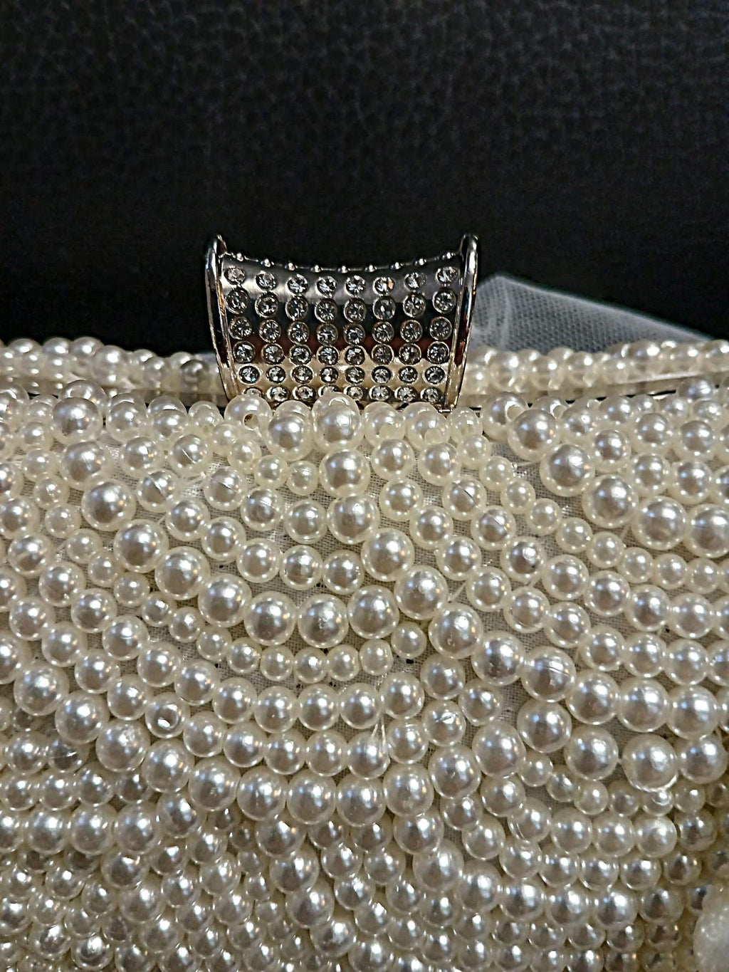 Ivory Pearl Bridal Clutch Bag: Wedding Purse with Pearl Strap