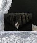 Black Suede Evening Clutch: Gothic Wedding Handbag