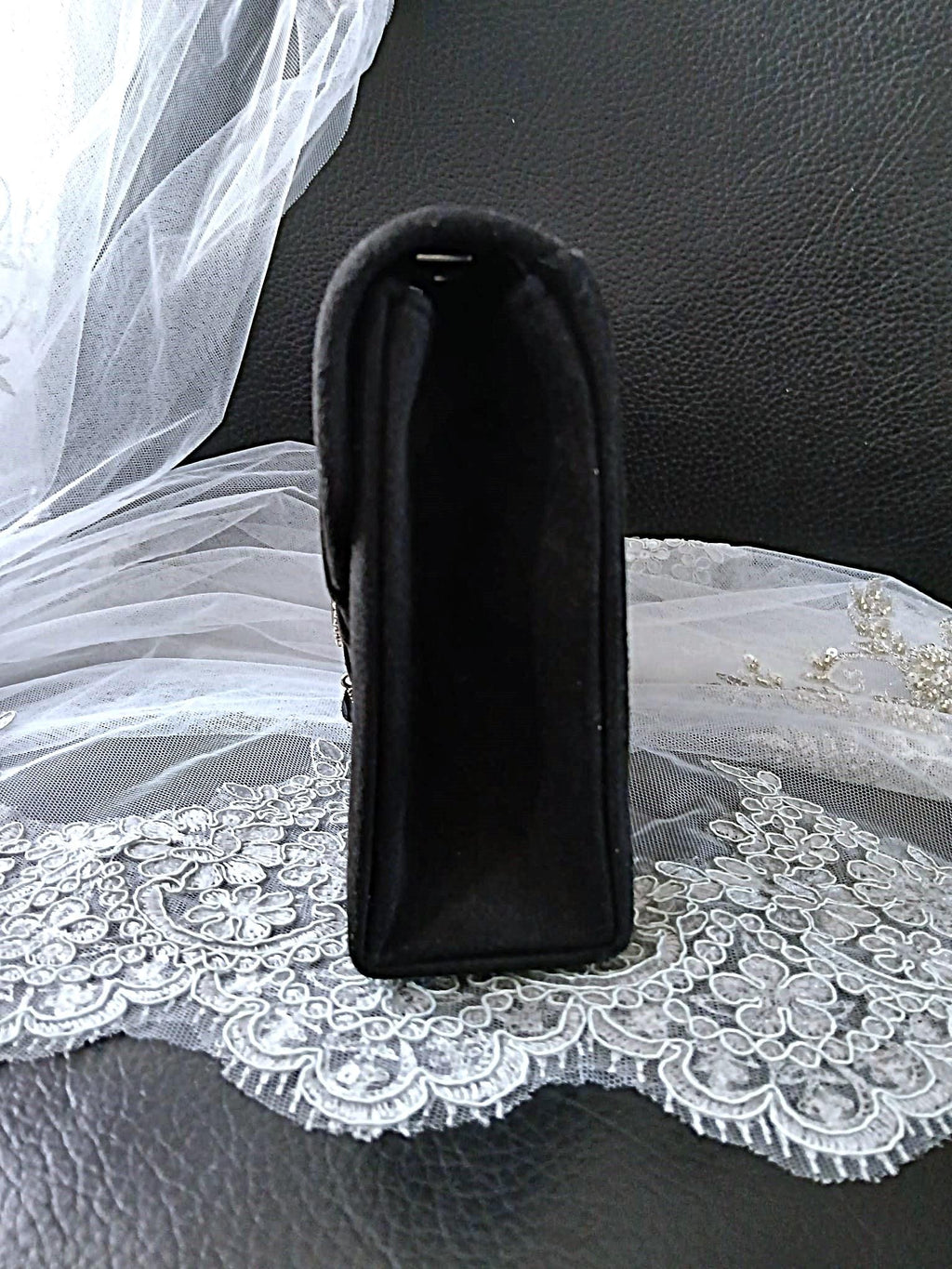 Black Suede Evening Clutch: Gothic Wedding Handbag