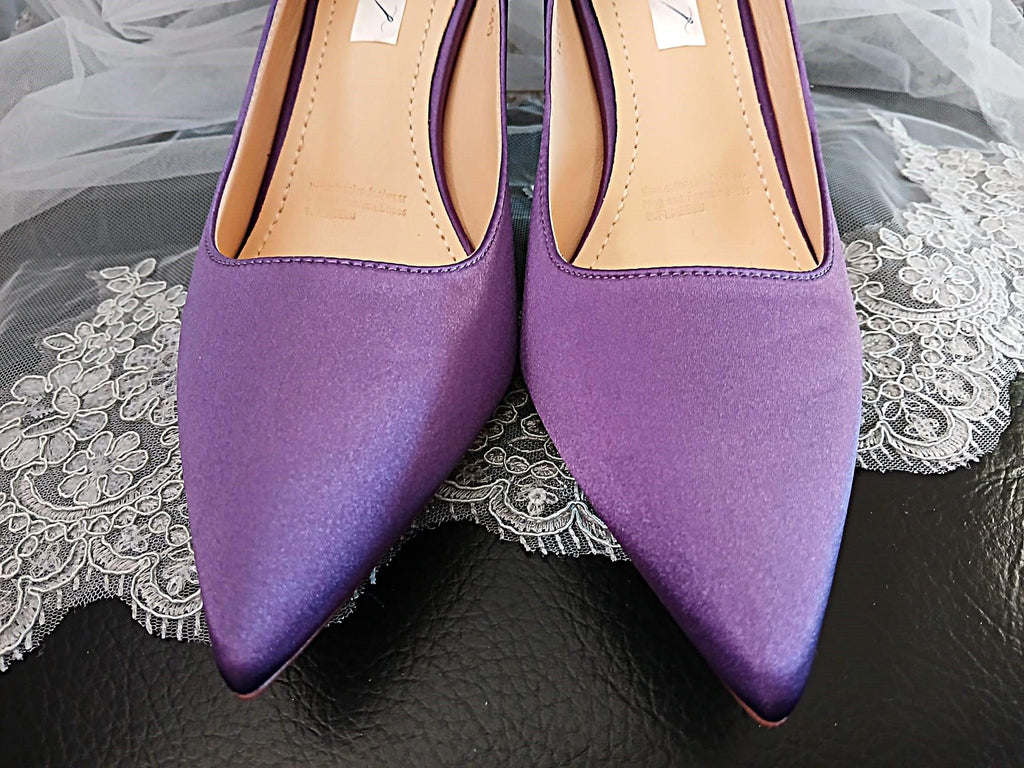 Lilac Satin Wedding Heel & Gold Clutch Bag Set: Cherry Blossom Evening Shoes