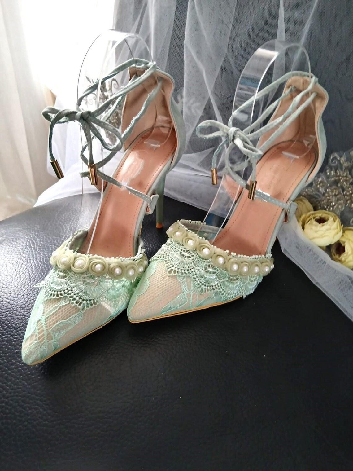 Lime Cream Suede High Heel Sandal & Clutch Set: Floral Formal Footwear