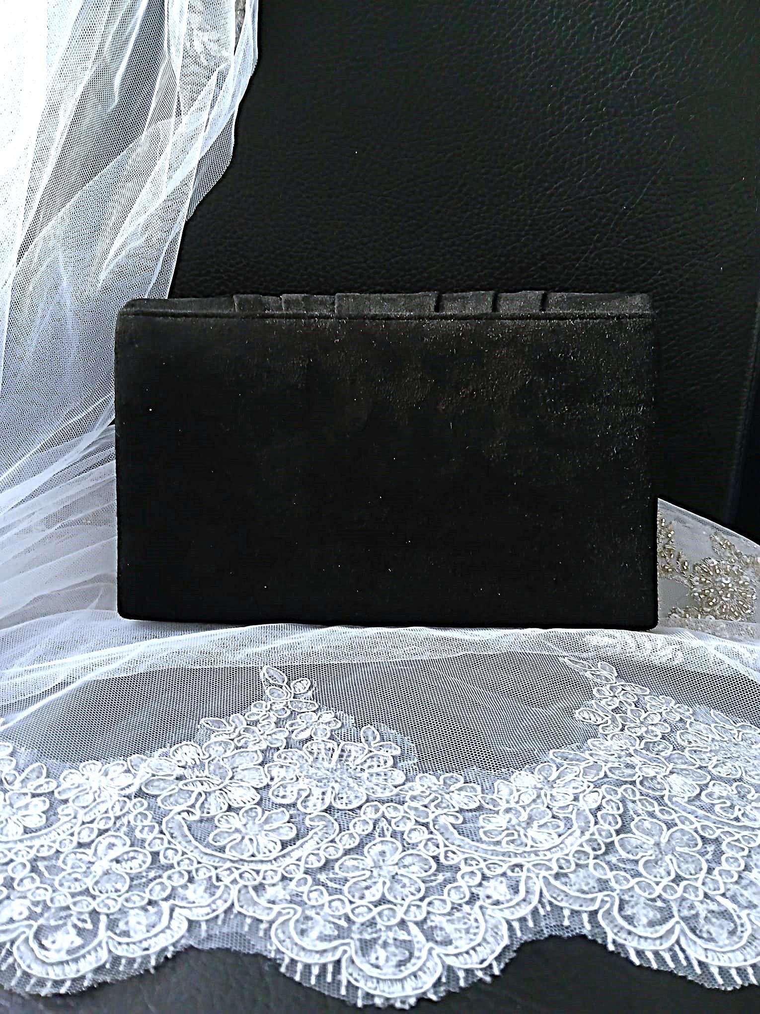 Black Suede Evening Clutch: Gothic Wedding Handbag