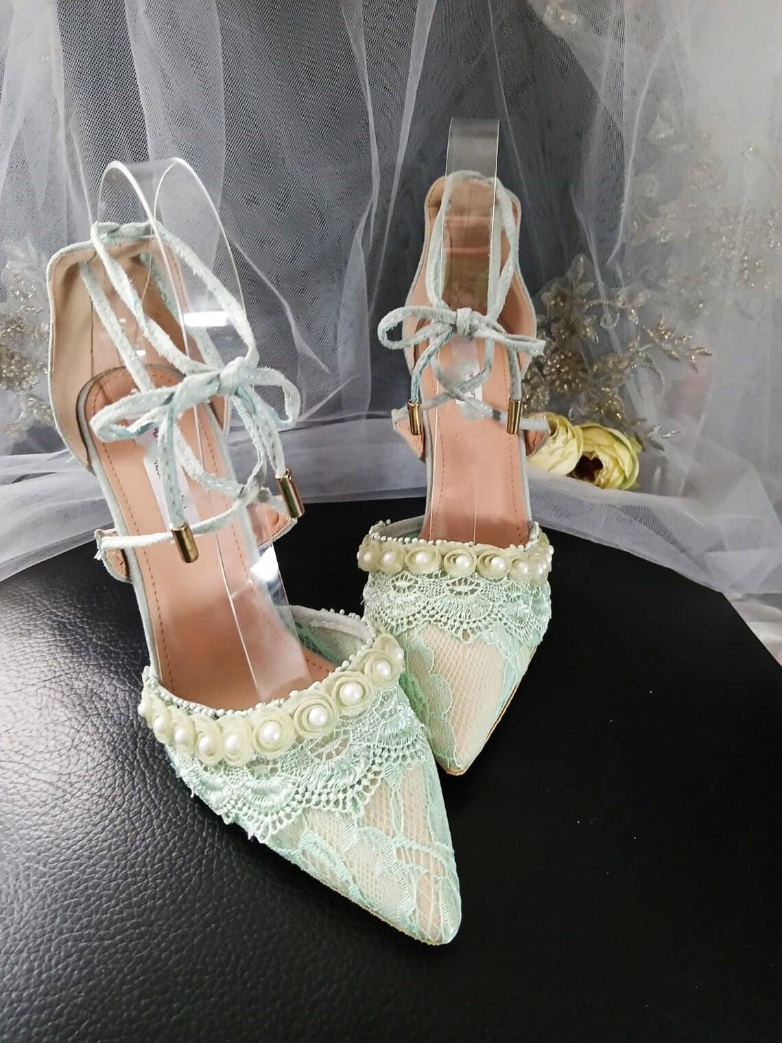 Lime Cream Suede High Heel Sandal & Clutch Set: Floral Formal Footwear