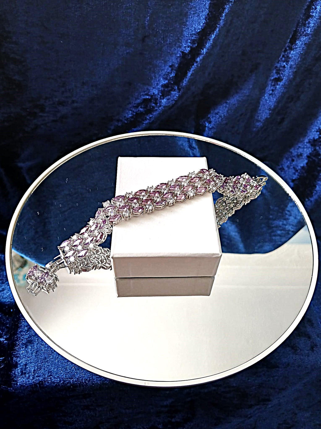 Light Purple Swarovski Crystal Bracelet: Silver Plated Copper