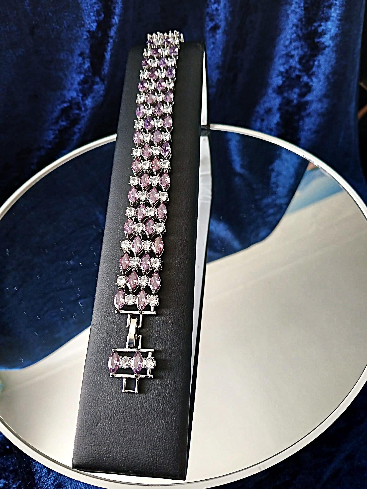 Light Purple Swarovski Crystal Bracelet: Silver Plated Copper