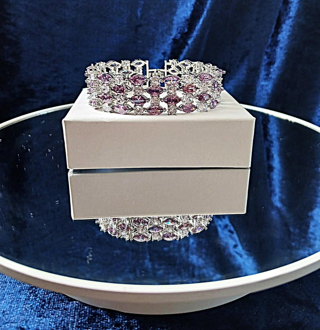 Light Purple Swarovski Crystal Bracelet: Silver Plated Copper