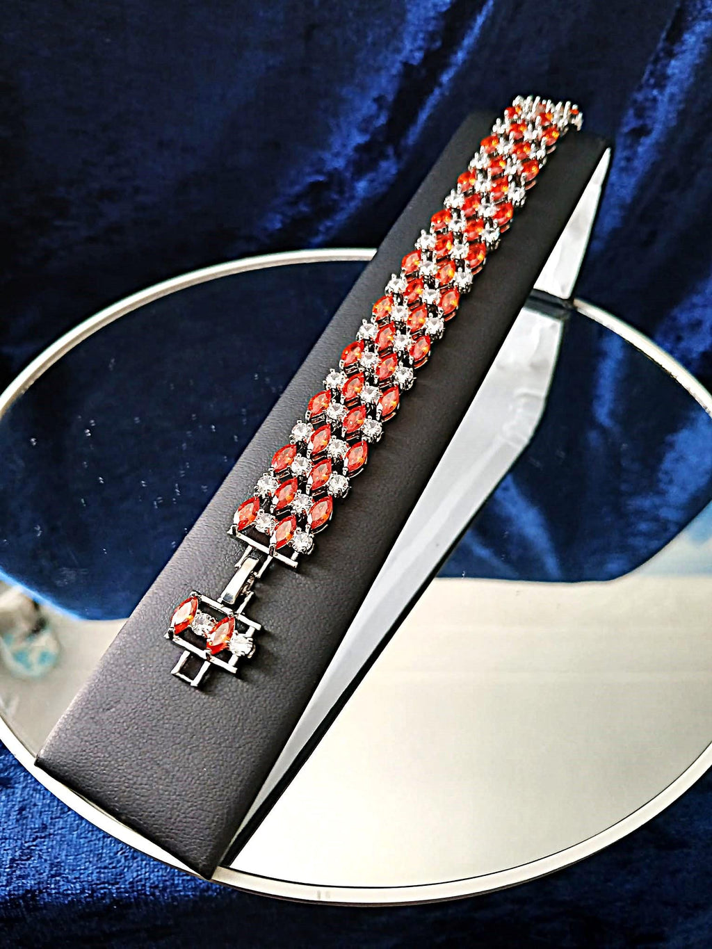 Orange Swarovski Crystal Bracelet - Silver Plated Copper