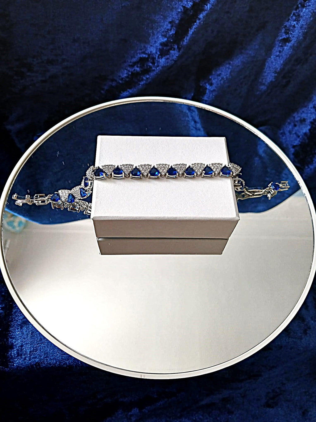 Sapphire Blue Bracelet: Silver Setting, Formal Jewelry Gift