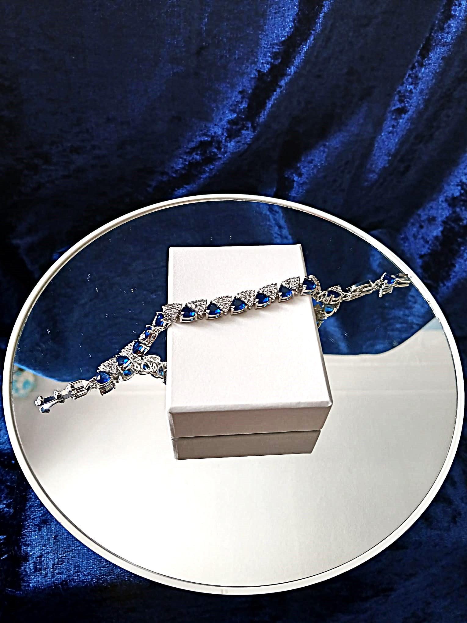 Sapphire Blue Bracelet: Silver Setting, Formal Jewelry Gift