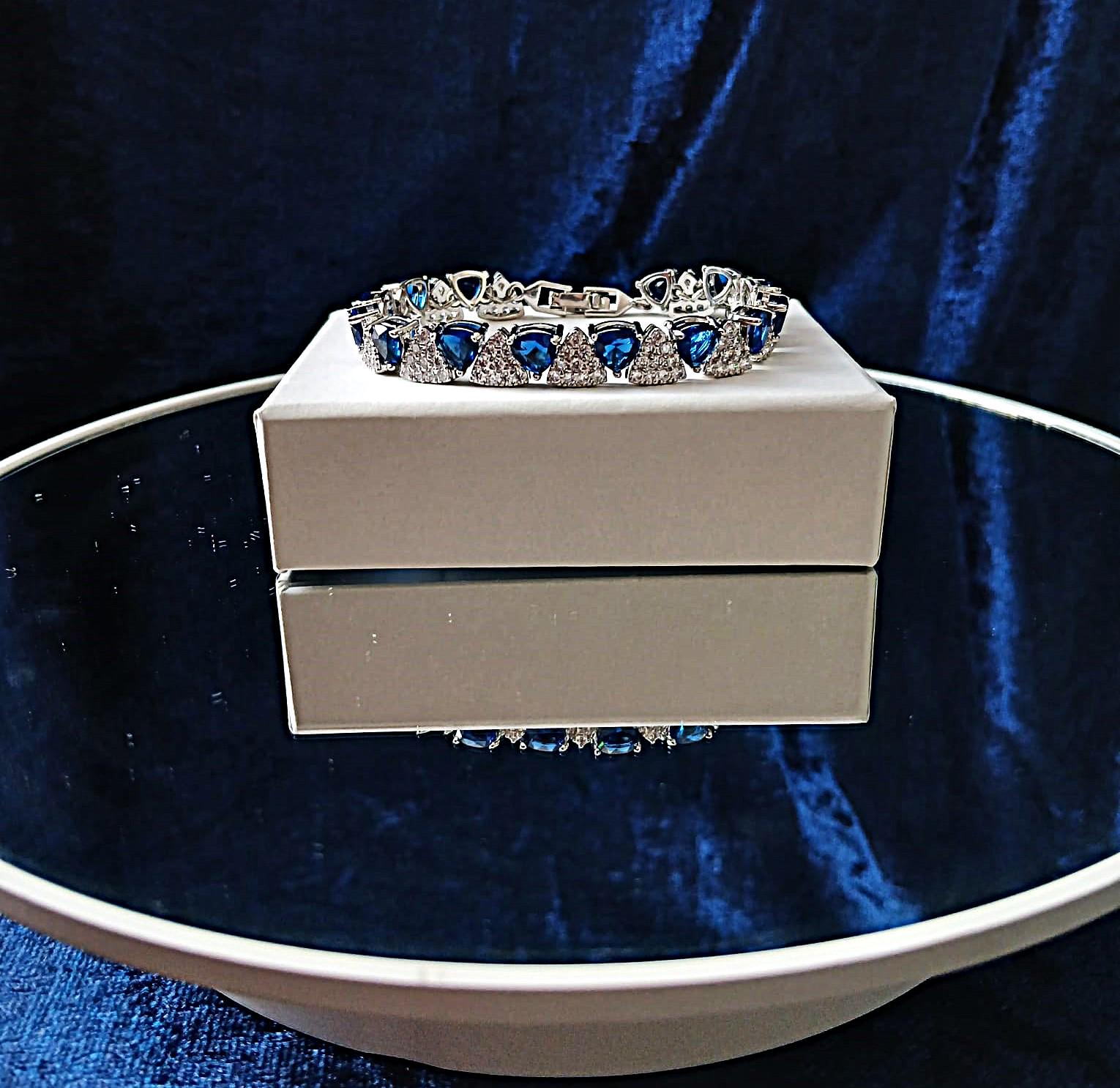 Sapphire Blue Bracelet: Silver Setting, Formal Jewelry Gift