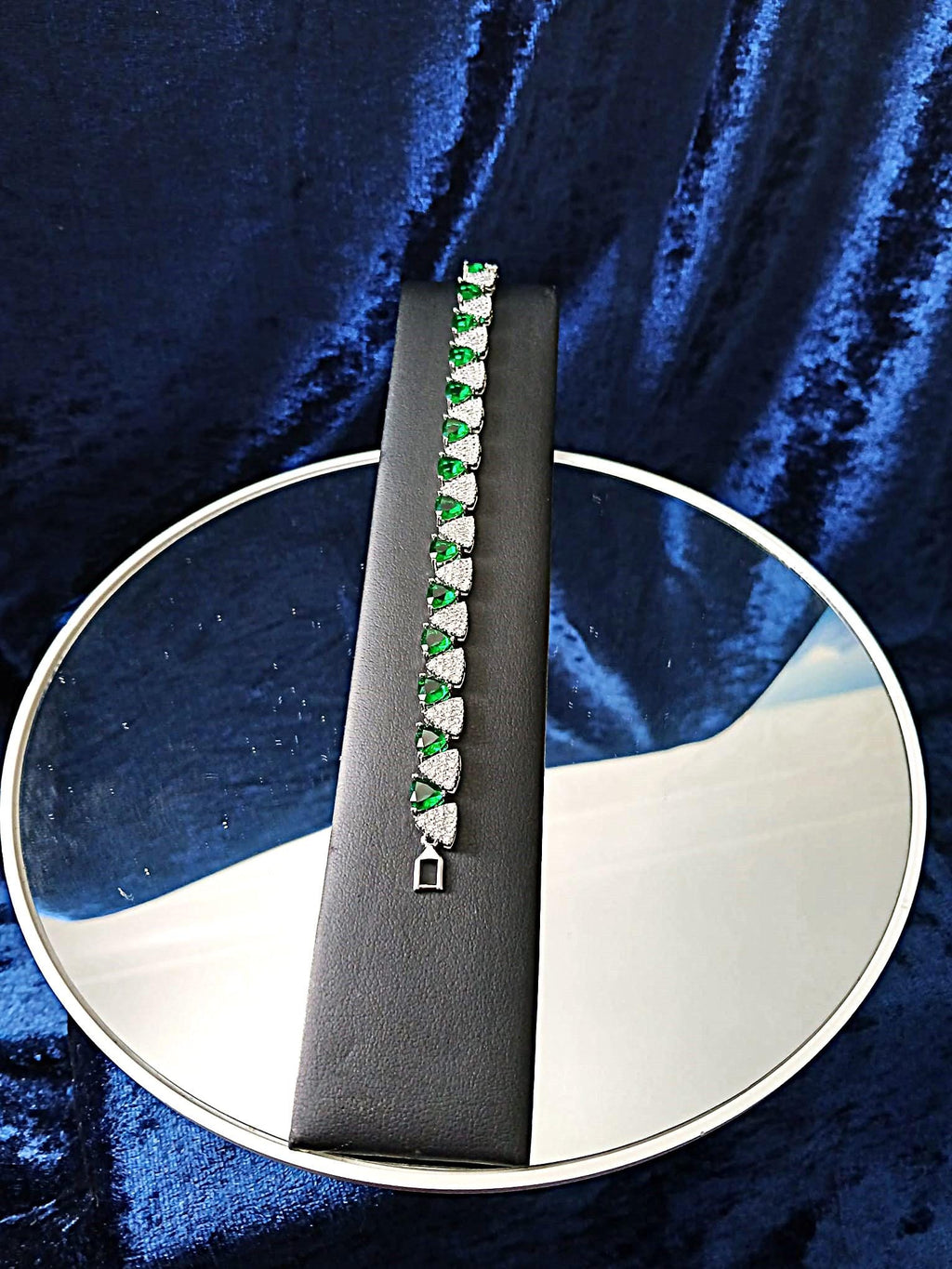 Emerald Green Bracelet: Silver Setting, Formal Jewelry Gift