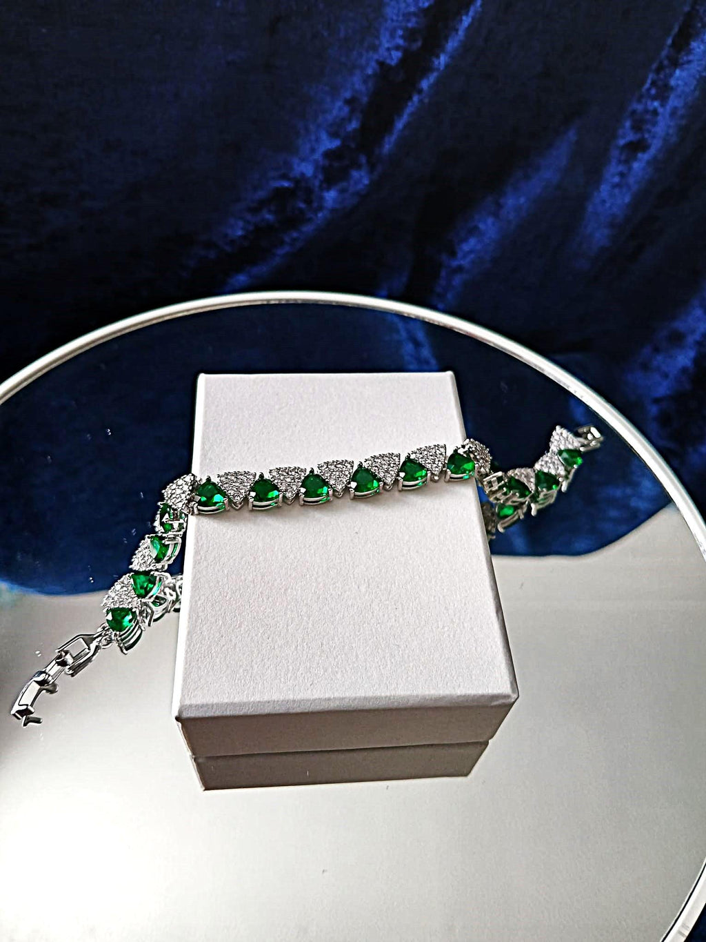 Emerald Green Bracelet: Silver Setting, Formal Jewelry Gift