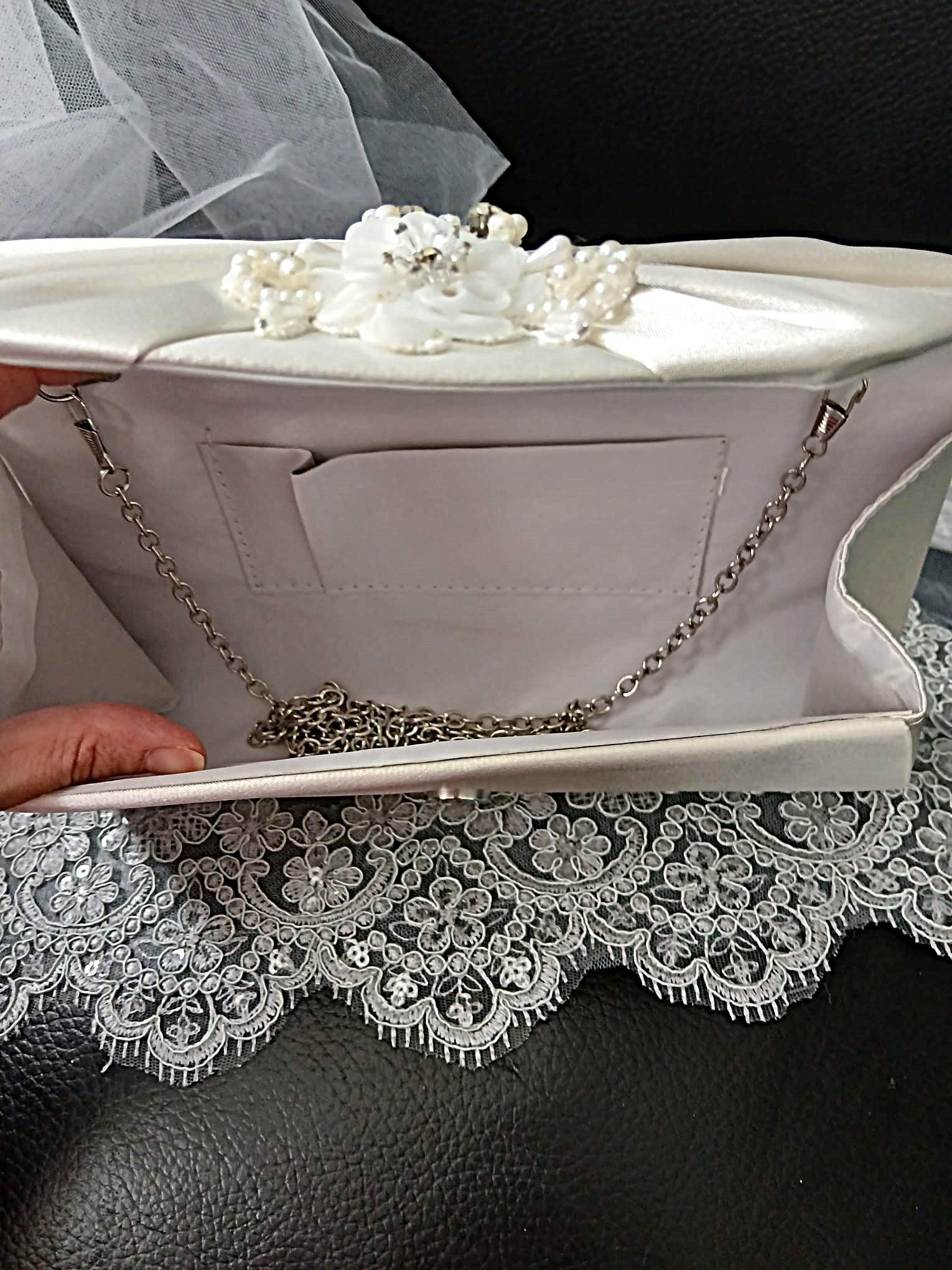 Ivory Floral Bridal Handbag & Hat Set For Bride,Elegant Wedding Accessories