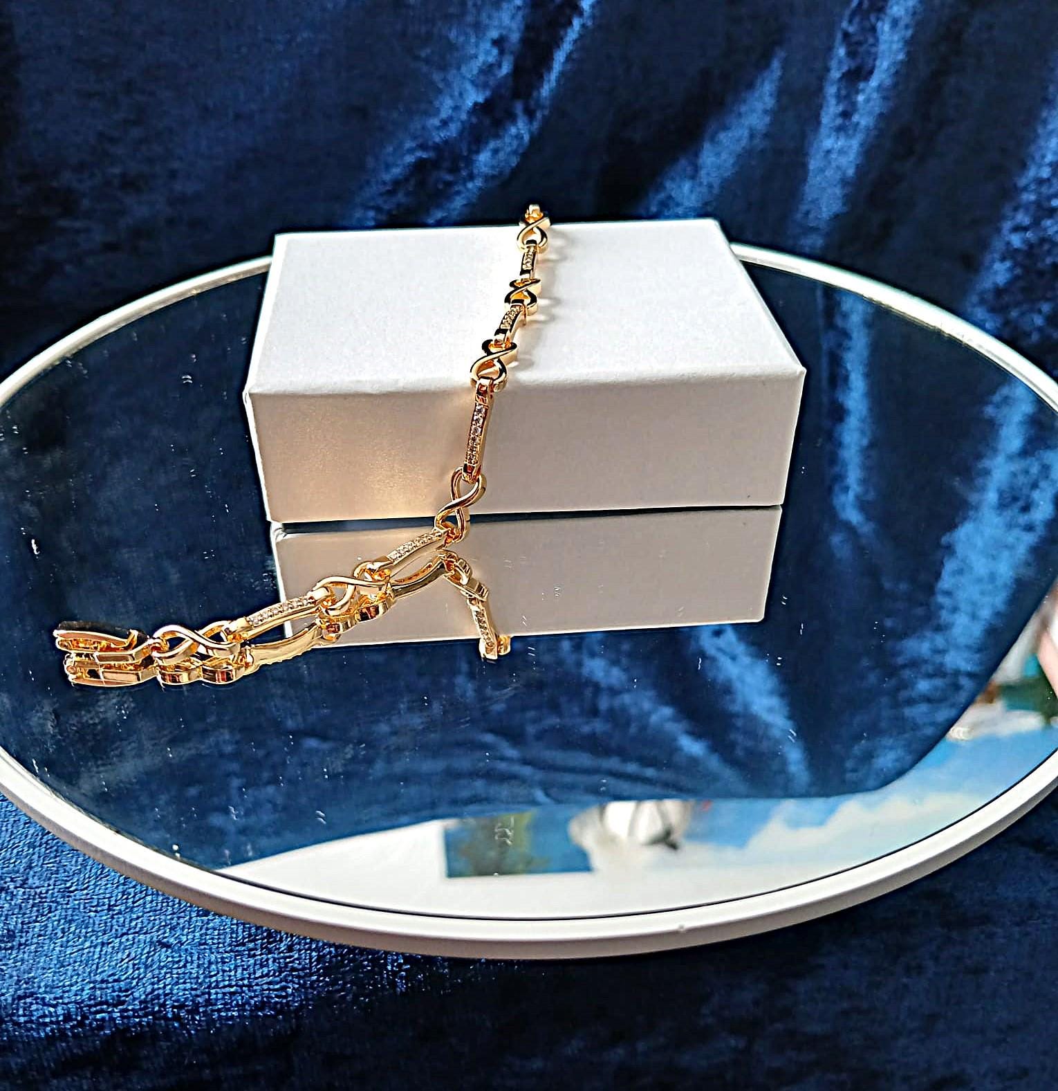 Gold Bracelet with Swarovski Crystals: Elegant Wristlet, Formal Jewelry