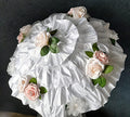 White Bridal Parasol With Flowers,Bridal Stick Umbrella For Wedding,Party Accessory