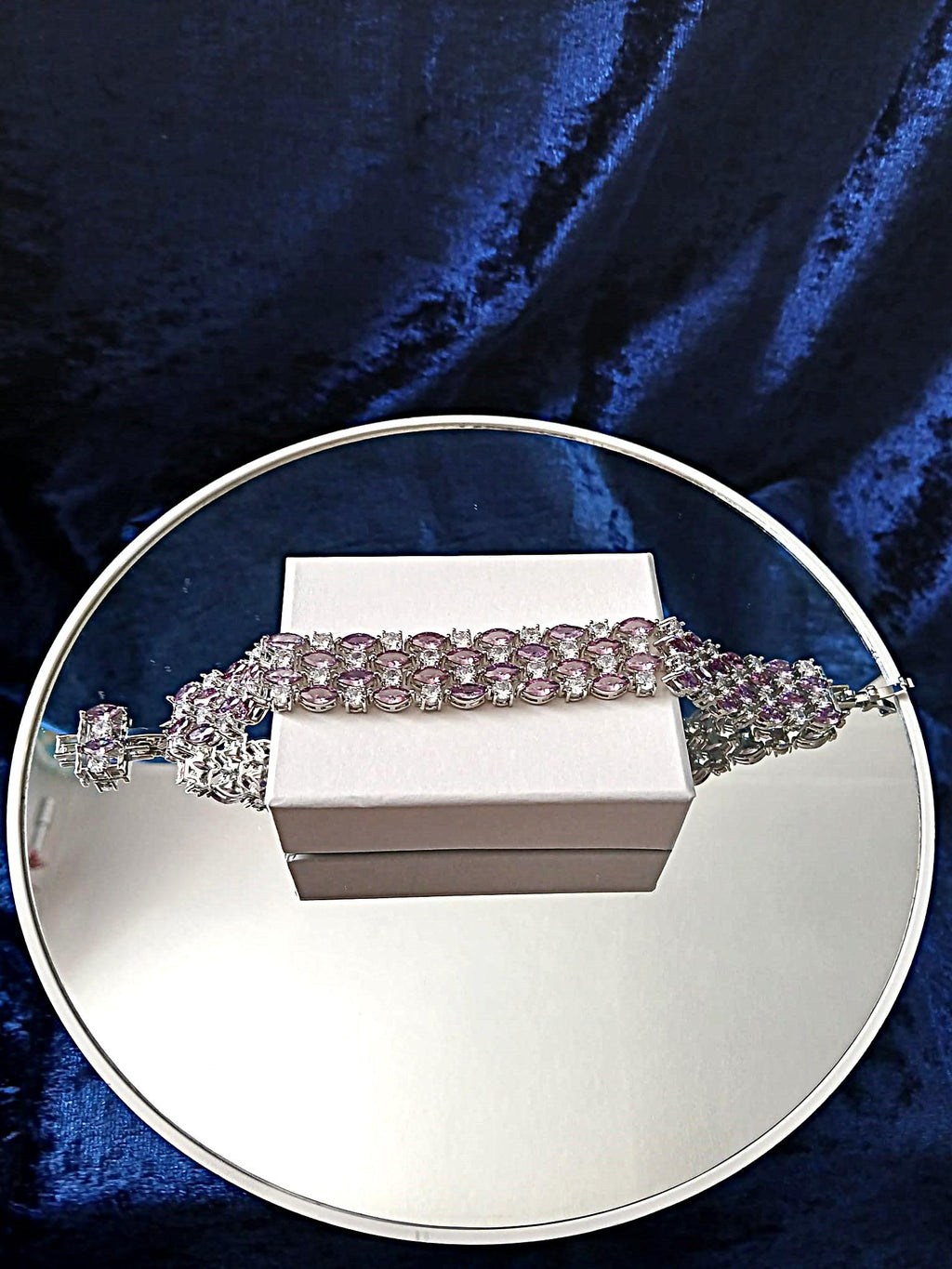 Light Purple Swarovski Crystal Bracelet: Silver Plated Copper