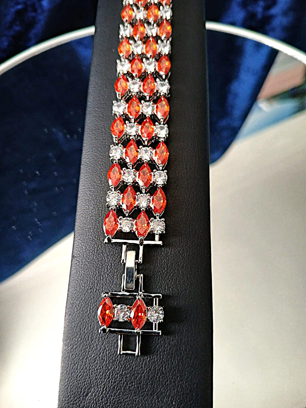 Orange Swarovski Crystal Bracelet - Silver Plated Copper