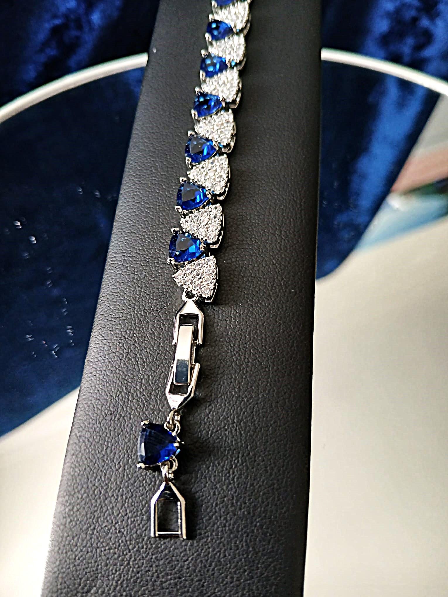 Sapphire Blue Bracelet: Silver Setting, Formal Jewelry Gift