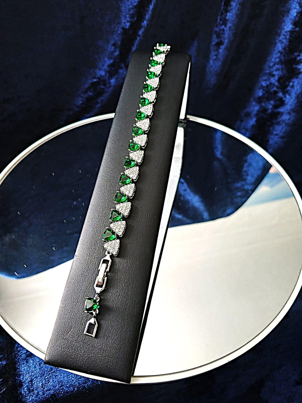 Emerald Green Bracelet: Silver Setting, Formal Jewelry Gift