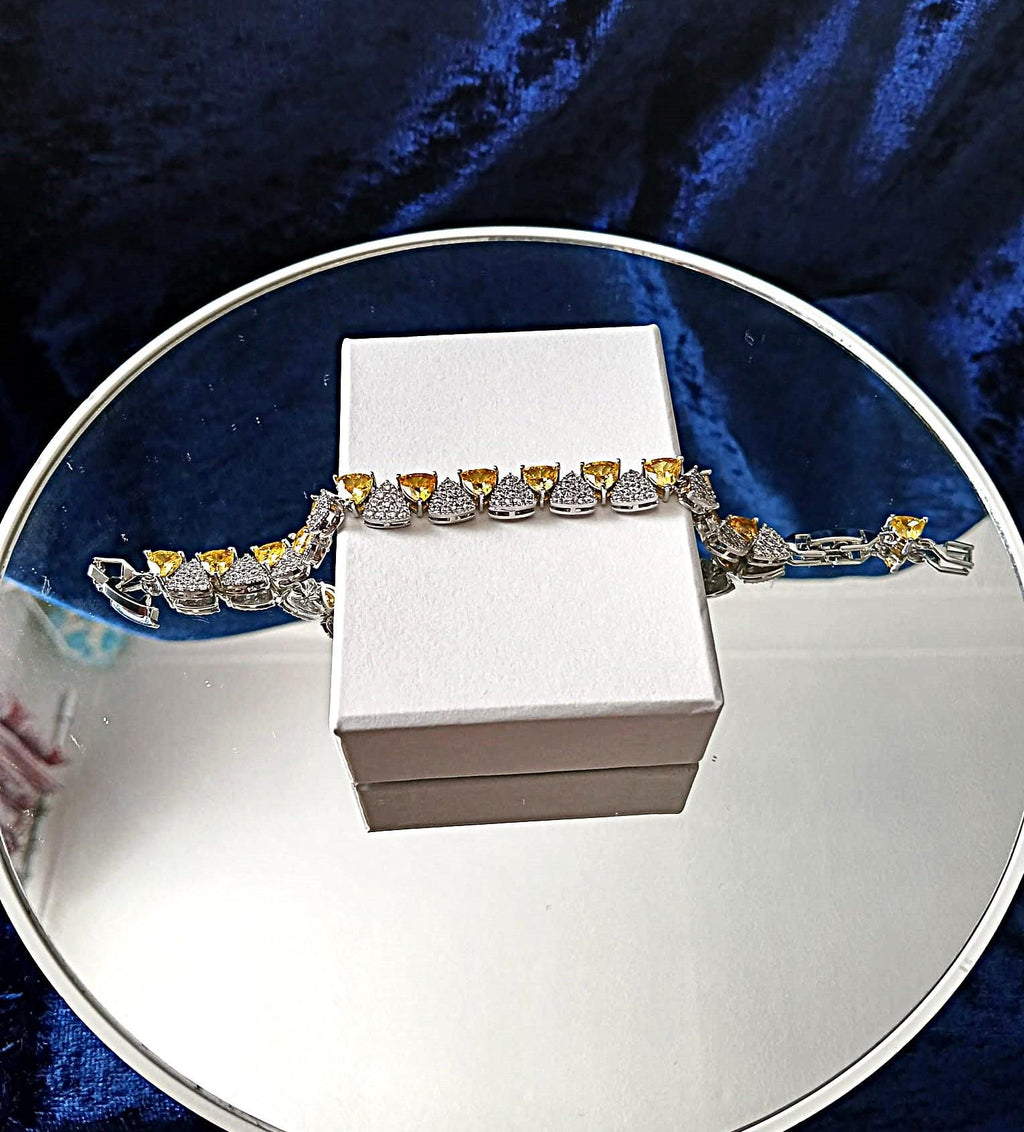 Yellow Sapphire Bracelet: Silver Setting, Formal Jewelry Gift