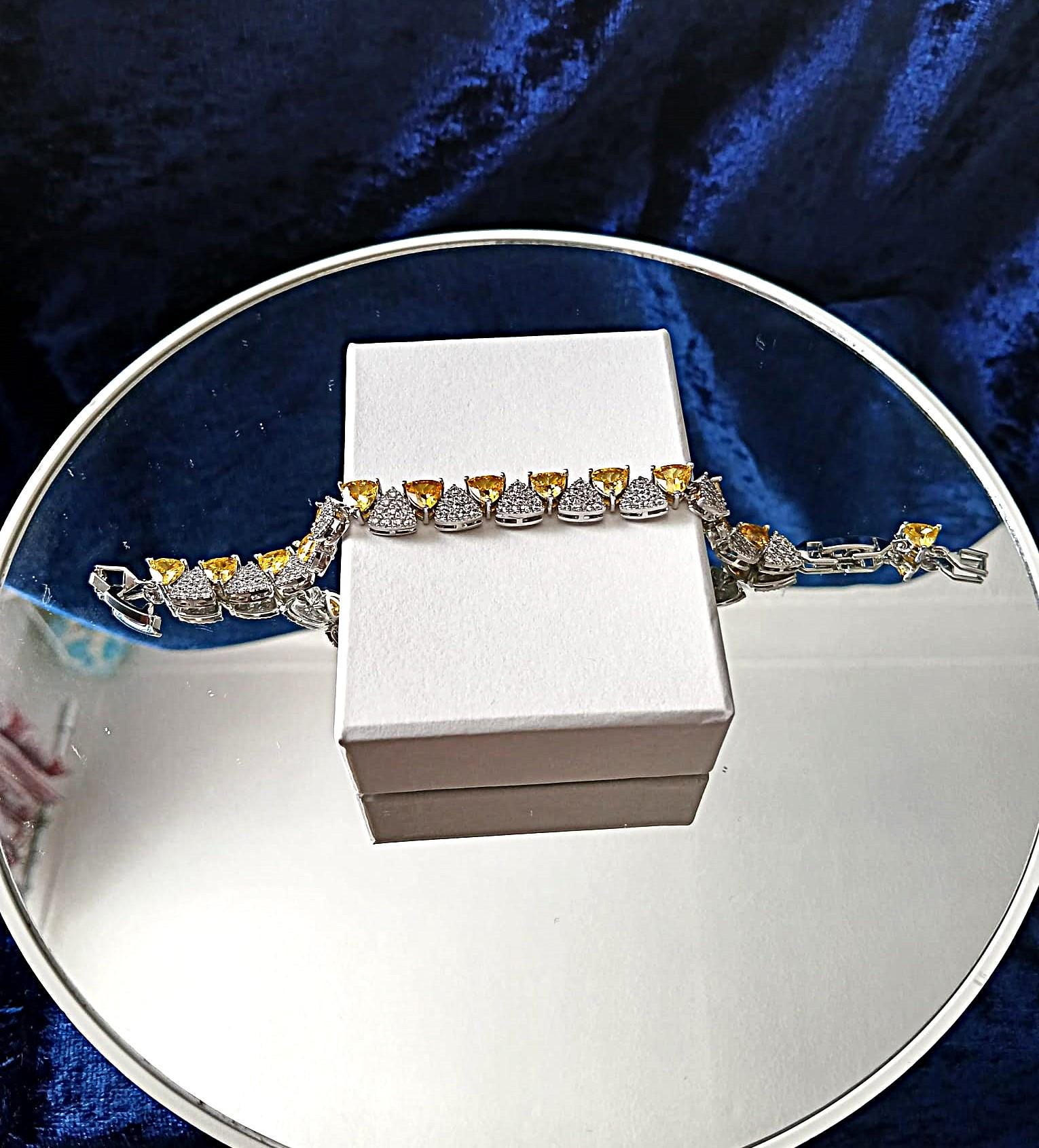 Yellow Sapphire Bracelet: Silver Setting, Formal Jewelry Gift