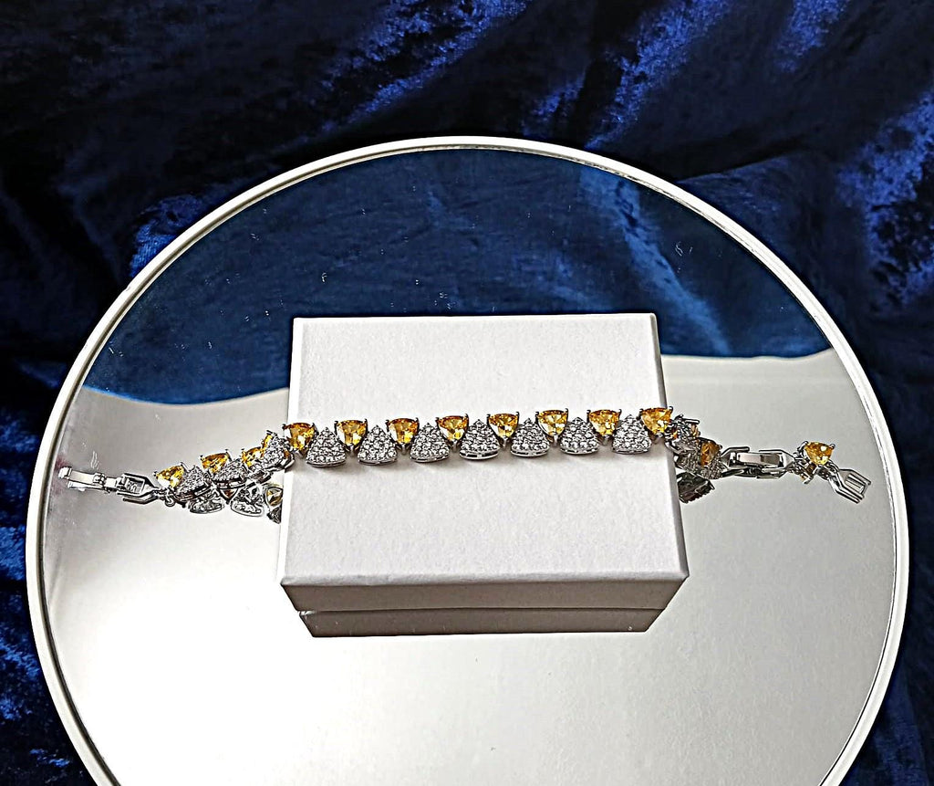 Yellow Sapphire Bracelet: Silver Setting, Formal Jewelry Gift
