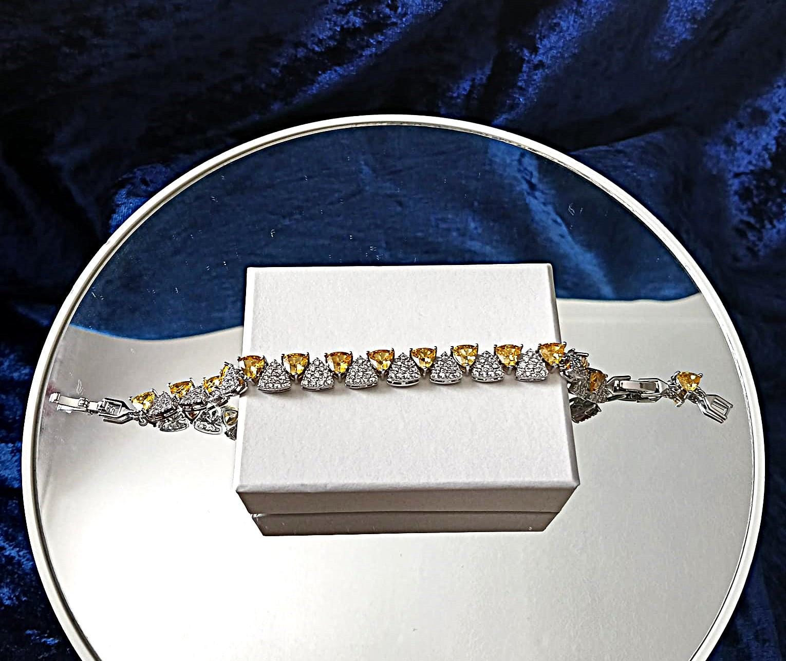 Yellow Sapphire Bracelet: Silver Setting, Formal Jewelry Gift