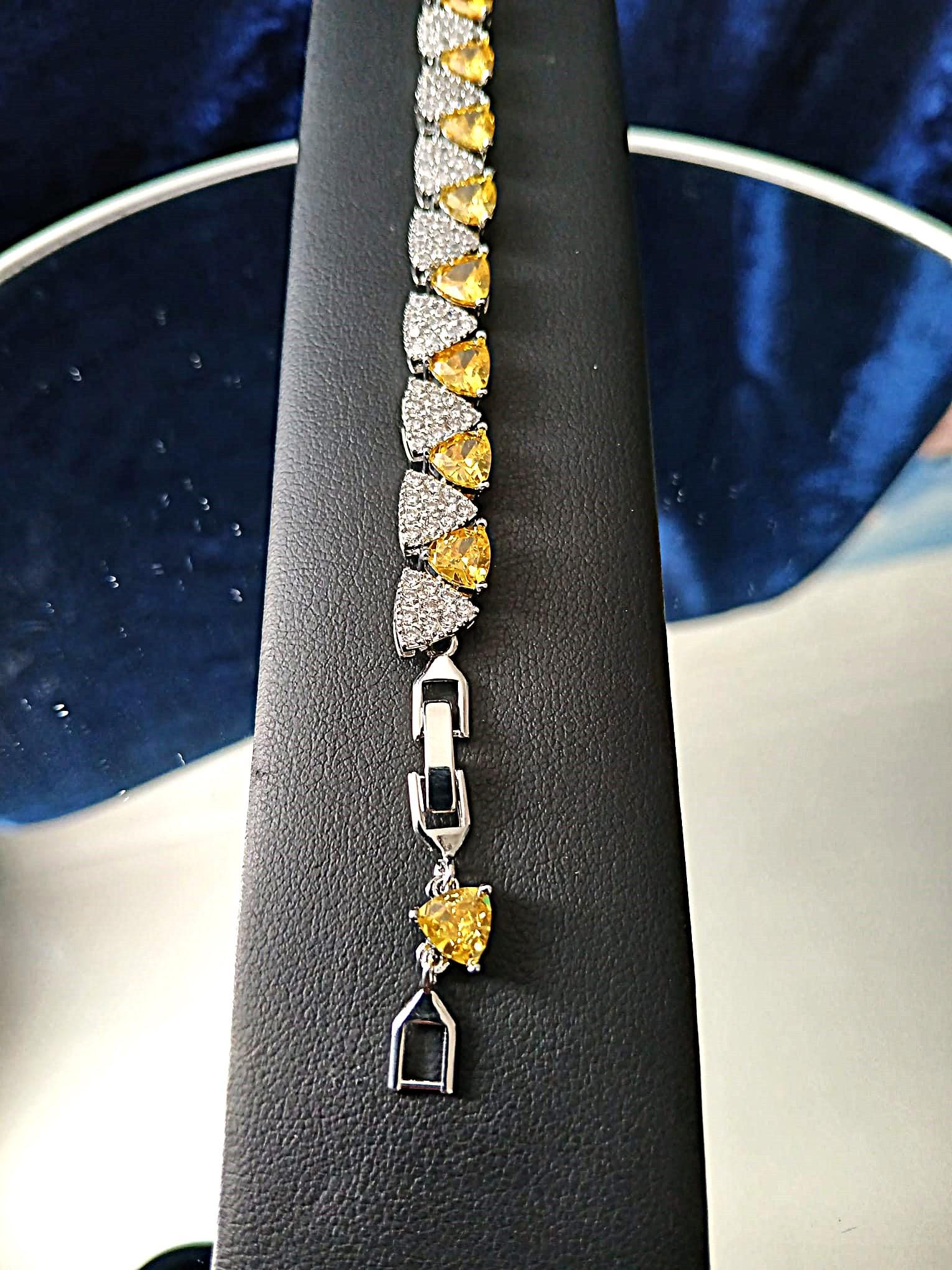 Yellow Sapphire Bracelet: Silver Setting, Formal Jewelry Gift