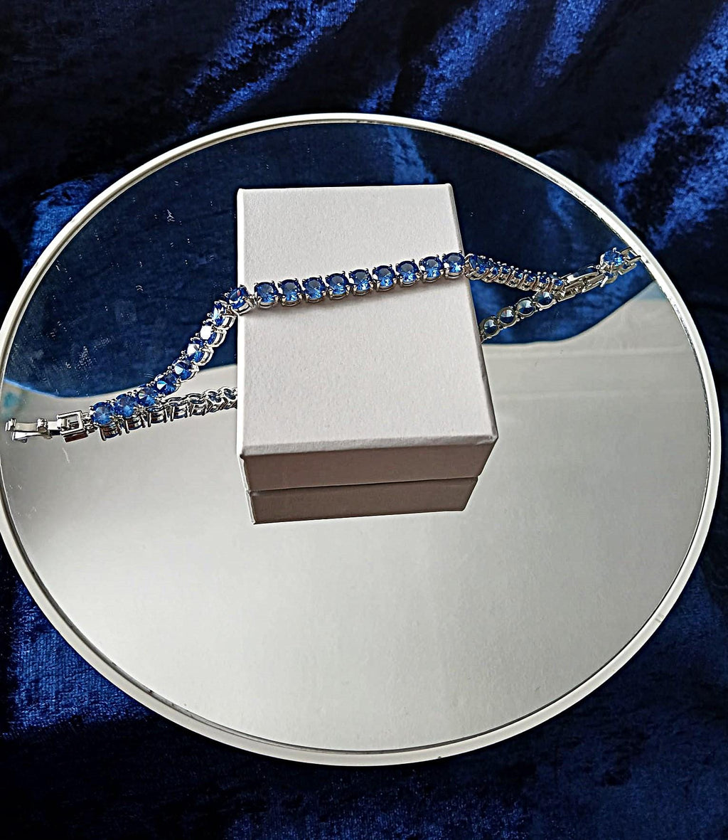 Cobalt Blue Bracelet: Sterling Silver Setting, Formal Wristlet