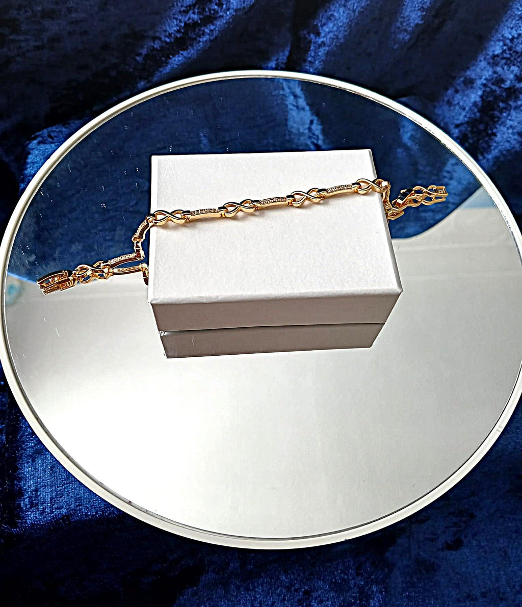 Gold Bracelet with Swarovski Crystals: Elegant Wristlet, Formal Jewelry