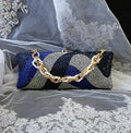 Blue Bridal Evening Clutch Bag,Wedding Crystal Handbag,Purse For Mother or Bridesmaid