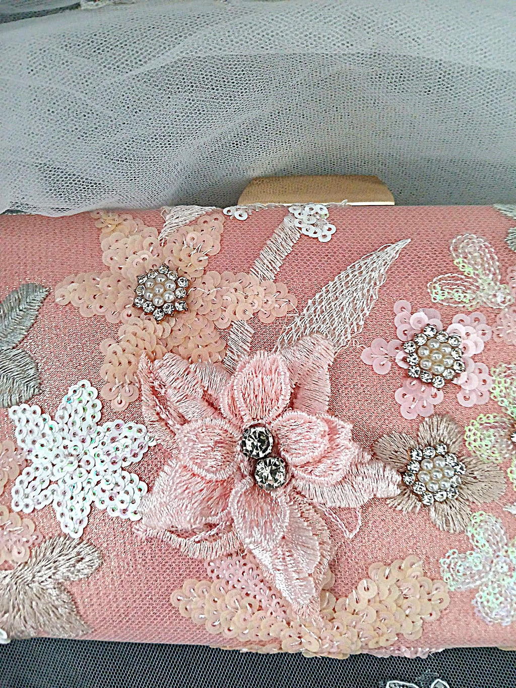 Pink Floral Evening Clutch Bag: Wedding Purse For Bride Or Bridesmaid