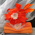 Orange Floral Hat & Satin Clutch Bag Set: Formal Occasion Accessories