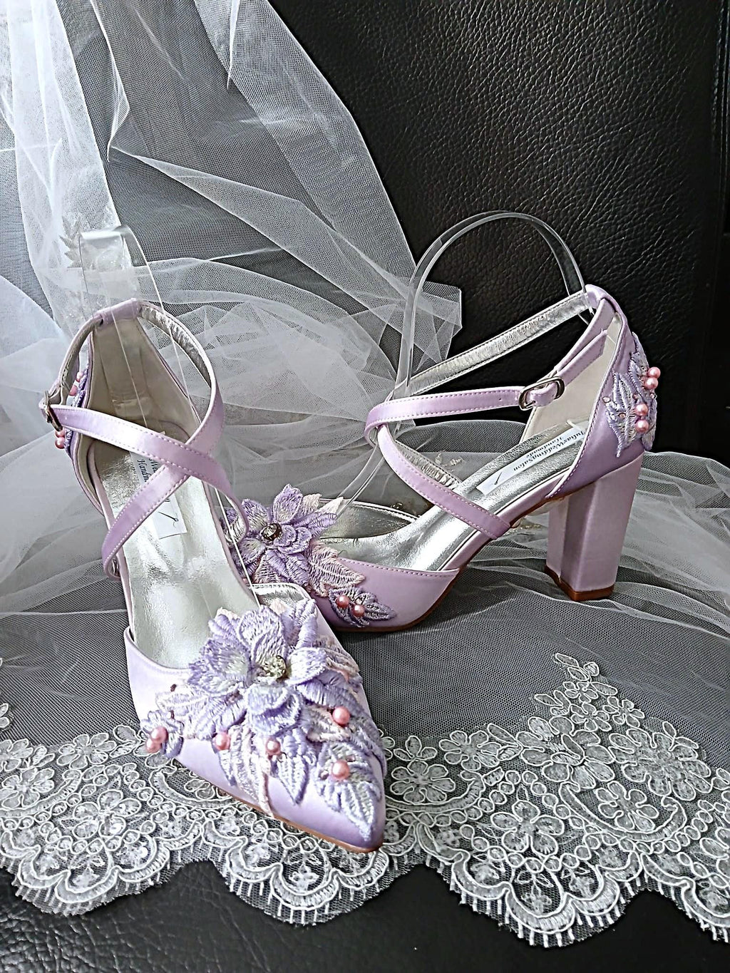 Light Purple Floral Heel Sandal & Clutch Set: Formal Event Footwear