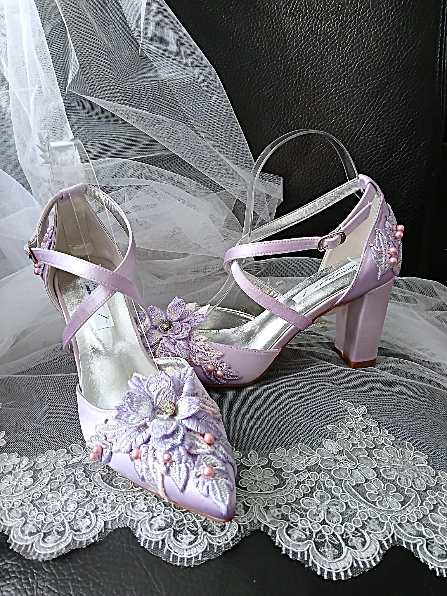 Light Purple Floral Heel Sandal & Clutch Set: Formal Event Footwear